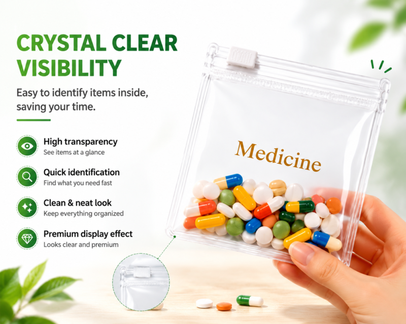 Clear EVA Zipper Bags for Medicine & Pills Packaging