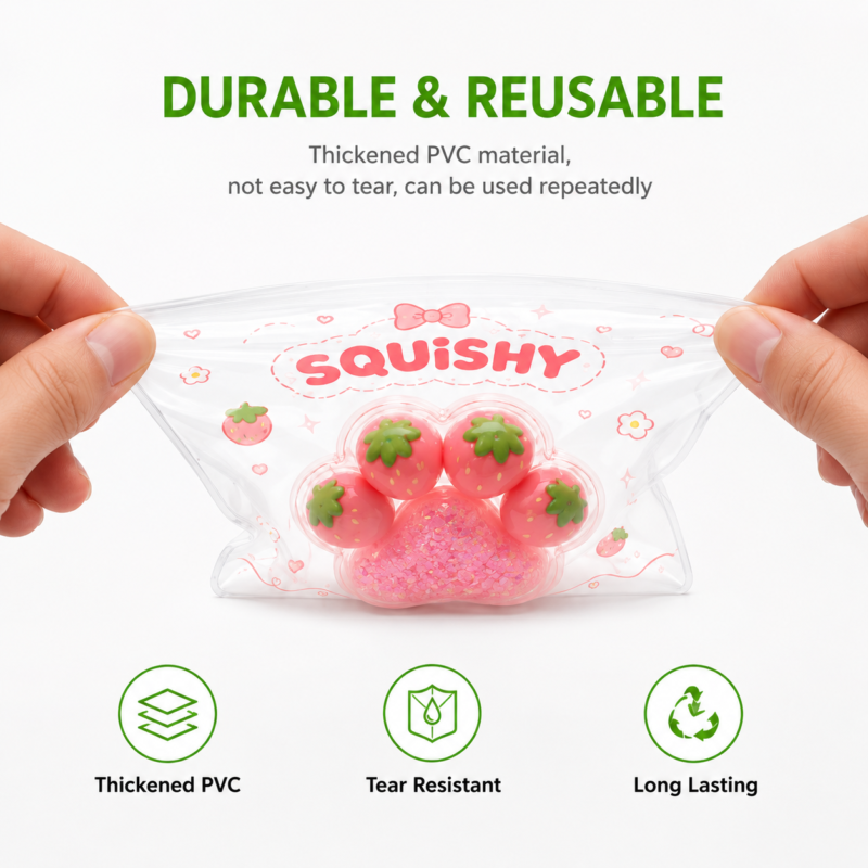 Clear PVC Ziplock Bags | Transparent Plastic Ziplock Pouches for Squishy Toys Packaging