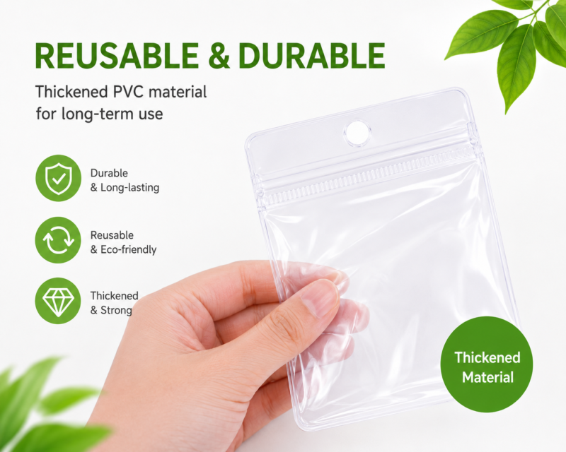 Clear PVC Hanging Hole Ziplock Bags for Coin Jewelry Packaging