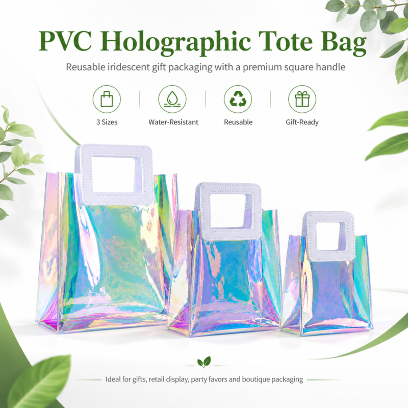 Holographic PVC Tote Bag for Luxury Gift Packaging