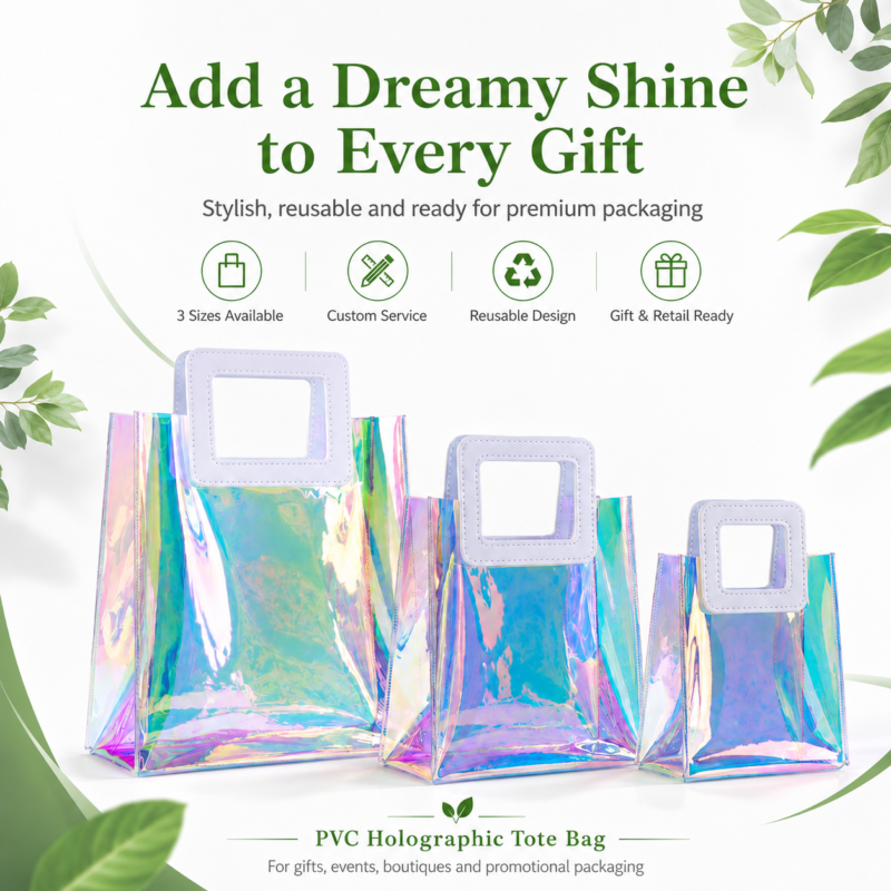 Holographic PVC Tote Bag for Luxury Gift Packaging