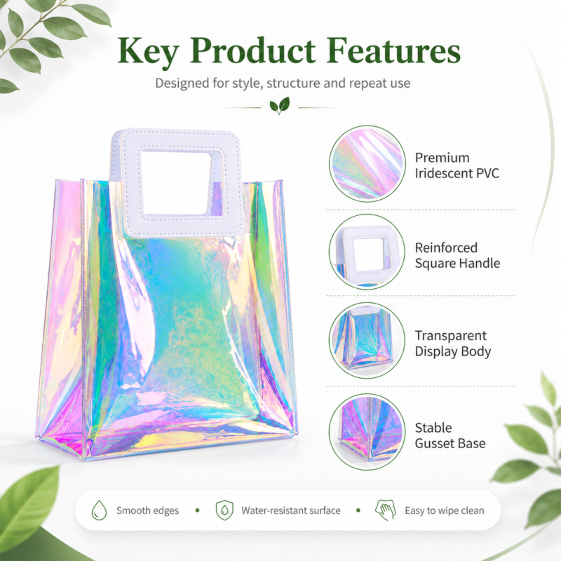 Holographic PVC Tote Bag for Luxury Gift Packaging