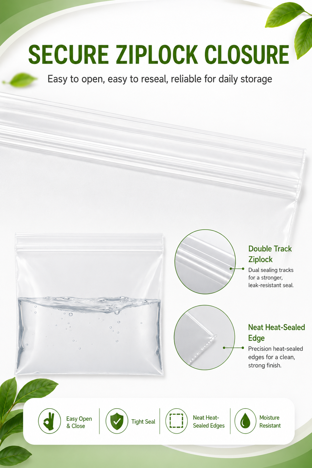 Premium Clear PP Ziplock Bags for Food Packaging & Storage