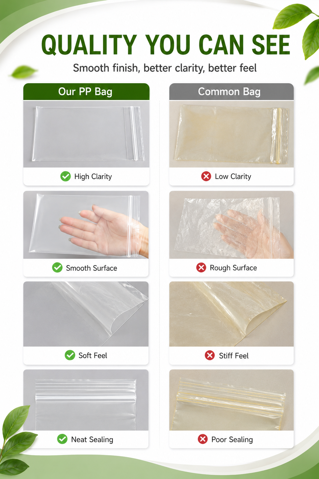 Premium Clear PP Ziplock Bags for Food Packaging & Storage