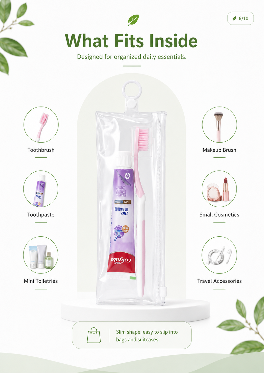 PVC Waterproof Travel Pouch for Toothbrush & Toiletry Toiletries Zipper Pouch