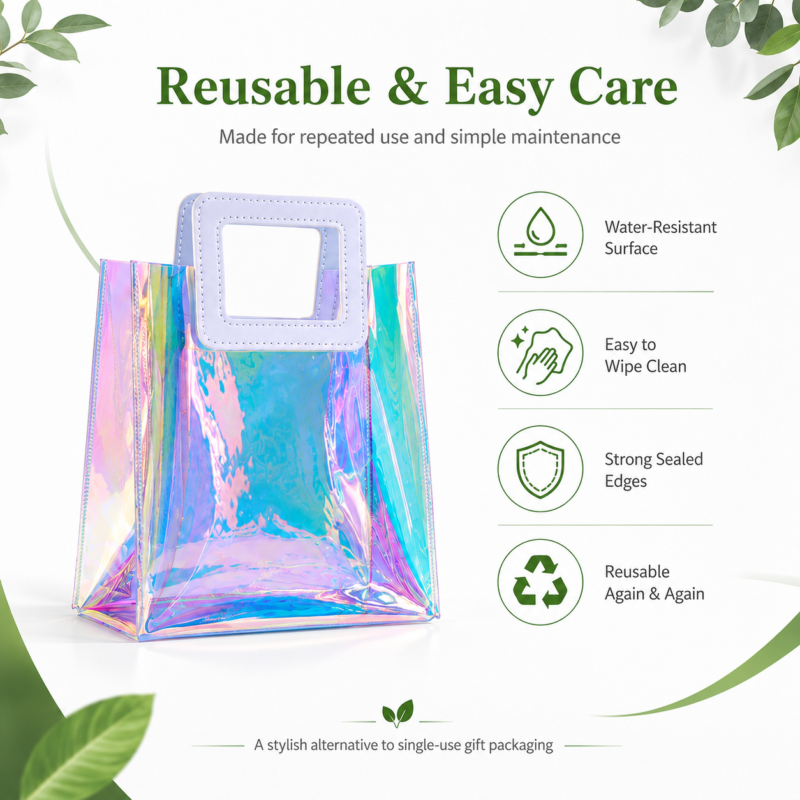 Holographic PVC Tote Bag for Luxury Gift Packaging