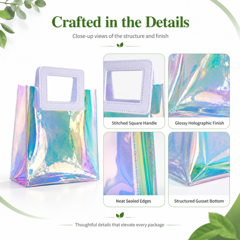 Holographic PVC Tote Bag for Luxury Gift Packaging
