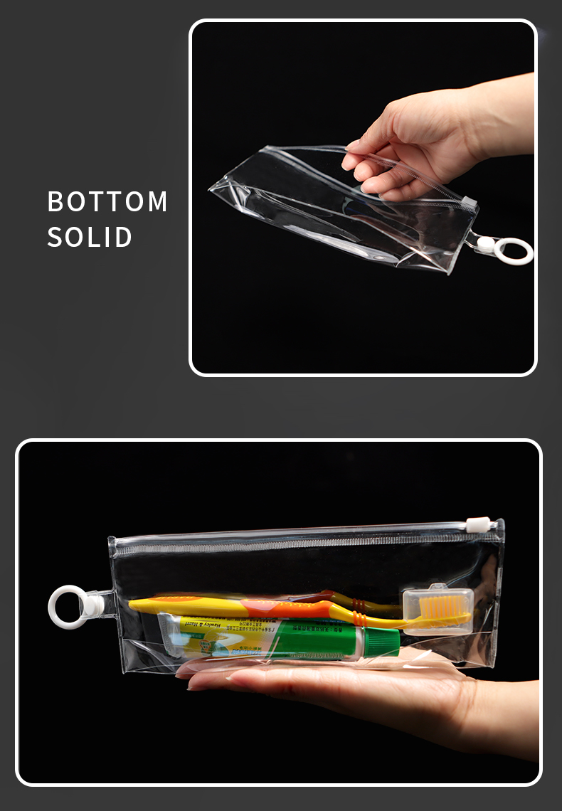 PVC Waterproof Travel Pouch for Toothbrush & Toiletry Toiletries Zipper Pouch