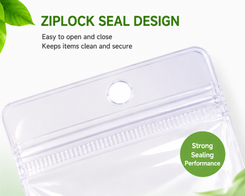 Clear PVC Hanging Hole Ziplock Bags for Coin Jewelry Packaging