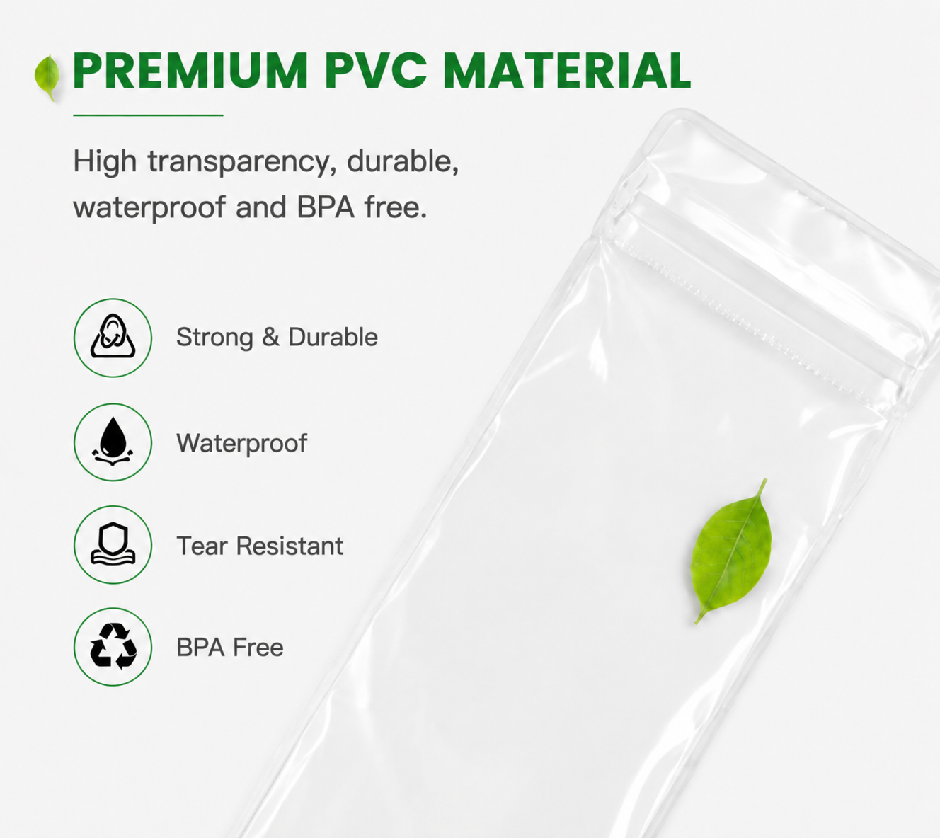Clear PVC Long Resealalbe Bags for Makeup Brush Packaging | Cosmetic Tools Storage Ziplock Pouches