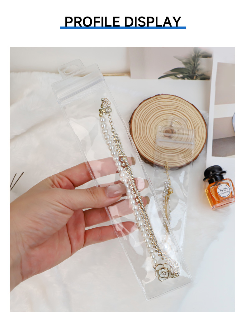 Clear PVC Hanging Hole Pudding Bags for Necklace Packaging| Jewelry Ziplock Pouches