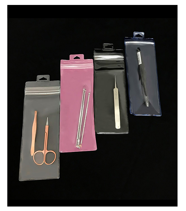 Versatile Colored Long PVC Ziplock Bag with Hanging Hole for Jewelry,USB Cable,Makeup Tools,Tableware Display