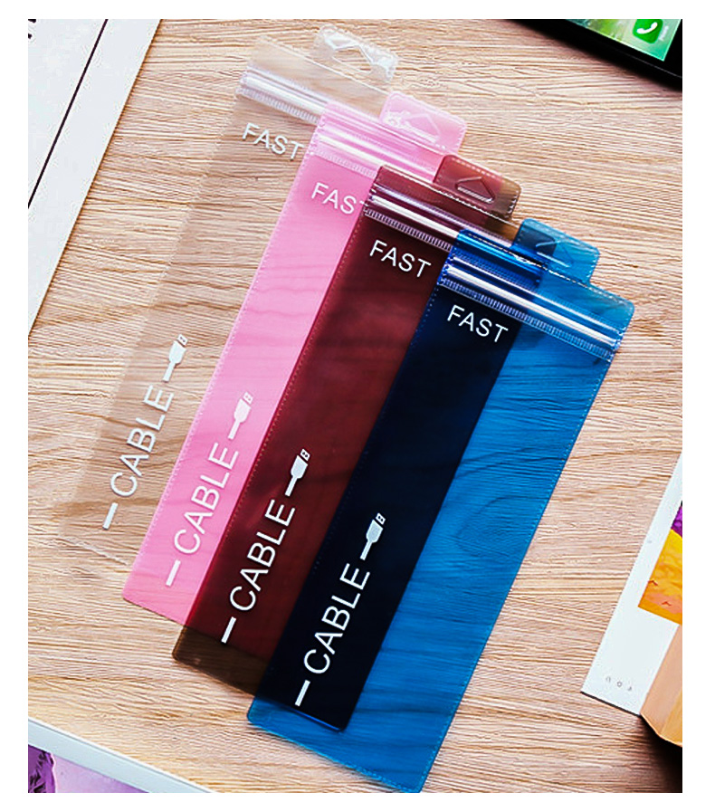 Versatile Colored Long PVC Ziplock Bag with Hanging Hole for Jewelry,USB Cable,Makeup Tools,Tableware Display