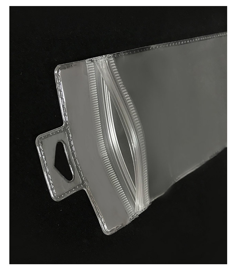 Versatile Colored Long PVC Ziplock Bag with Hanging Hole for Jewelry,USB Cable,Makeup Tools,Tableware Display