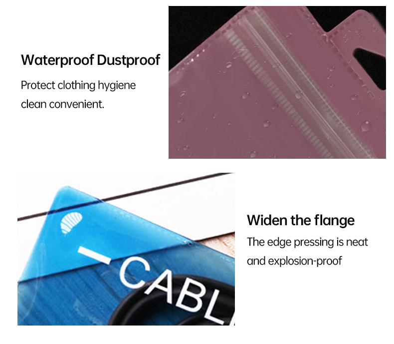 Versatile Colored Long PVC Ziplock Bag with Hanging Hole for Jewelry,USB Cable,Makeup Tools,Tableware Display