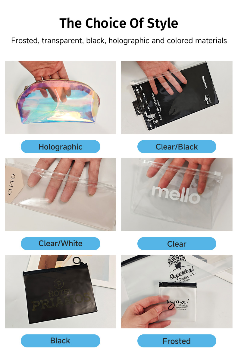 Versatile Colored Long PVC Ziplock Bag with Hanging Hole for Jewelry,USB Cable,Makeup Tools,Tableware Display