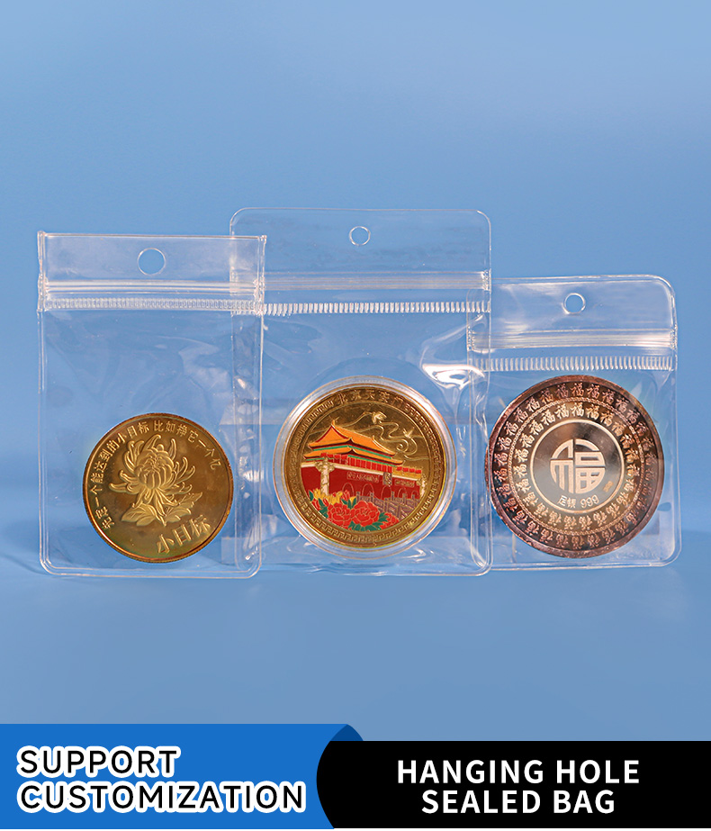 Clear PVC Hanging Hole Ziplock Bags for Coin Jewelry Packaging