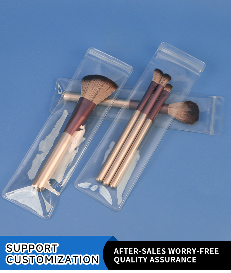 Clear PVC Long Resealed Bags for Makeup Brush Packaging | Cosmetic Tools Storage Ziplock Pouches