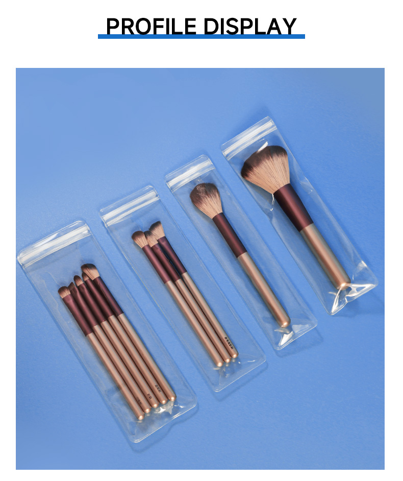 Clear PVC Long Resealed Bags for Makeup Brush Packaging | Cosmetic Tools Storage Ziplock Pouches