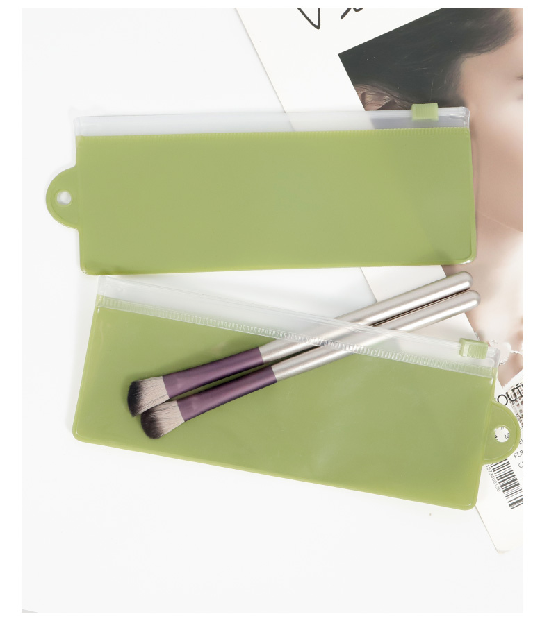 Eva Green Right Hanging Hole Slider Zipper Bag for Makeup Brush Storage