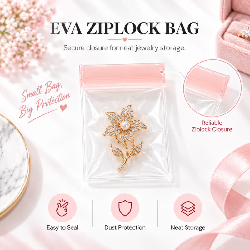 Pink EVA Jewelry Ziplock Bag for Luxury Custom Jewelry Packaging