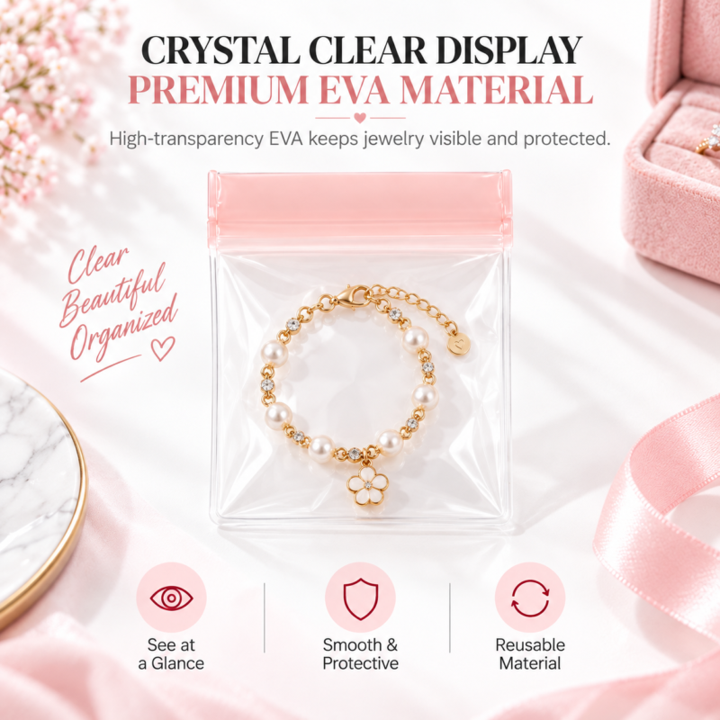 Pink EVA Jewelry Ziplock Bag for Luxury Custom Jewelry Packaging