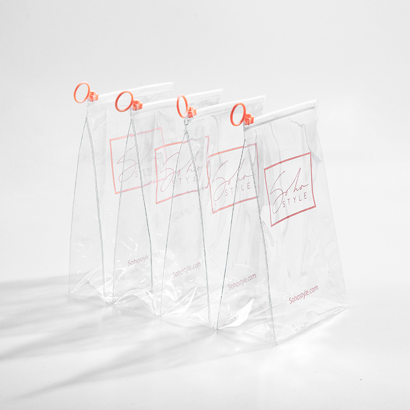 Custom structured clear PVC zipper stand-up pouches for promotional giveaways