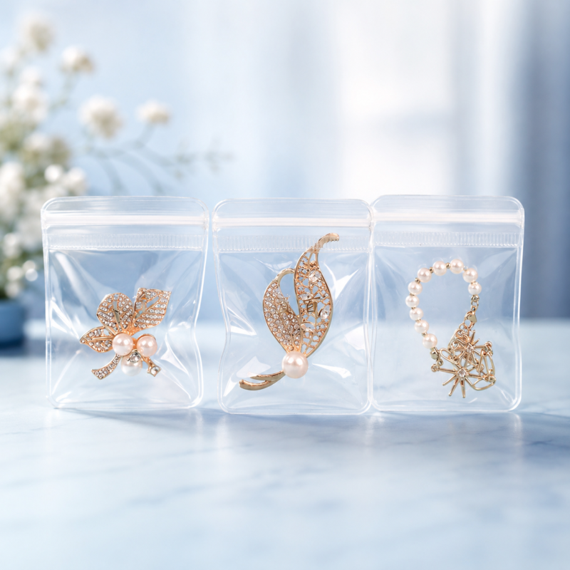 Clear EVA ziplock bags for jewelry and accessory packaging