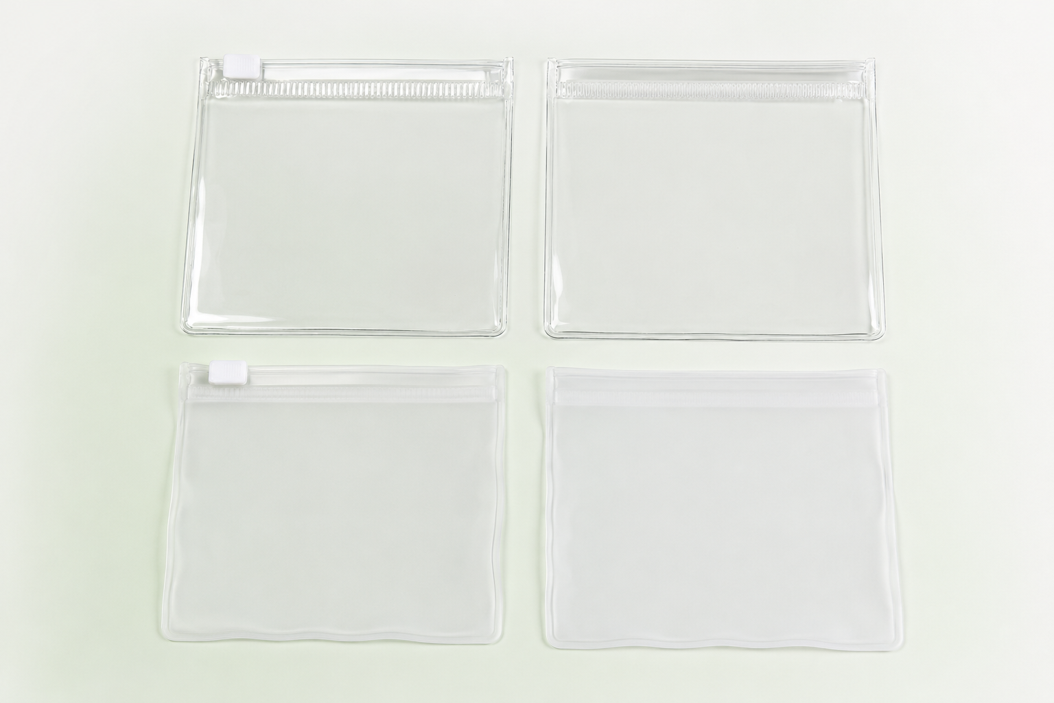 PVC and EVA bags with slider and press-to-close closures