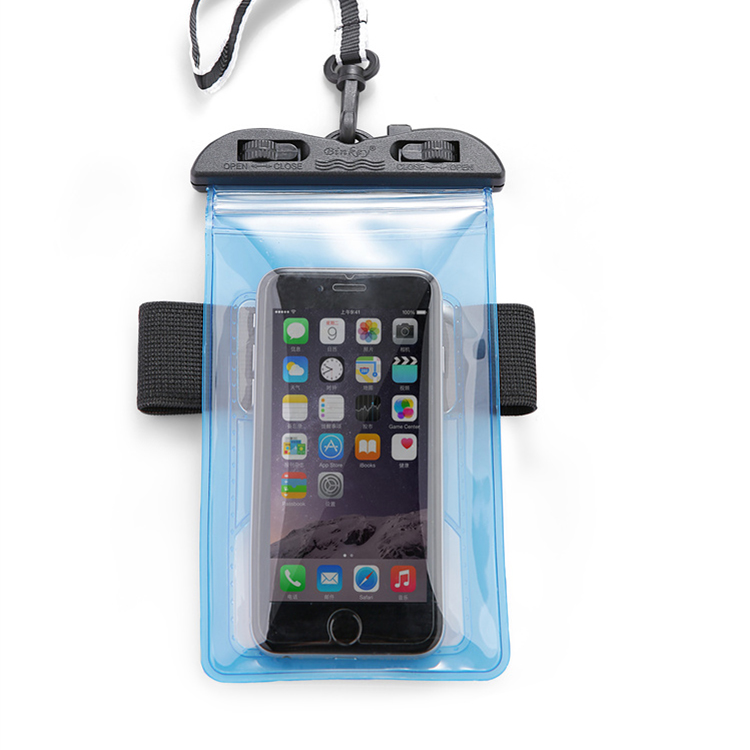 Waterproof phone pouch with neck lanyard and adjustable armband