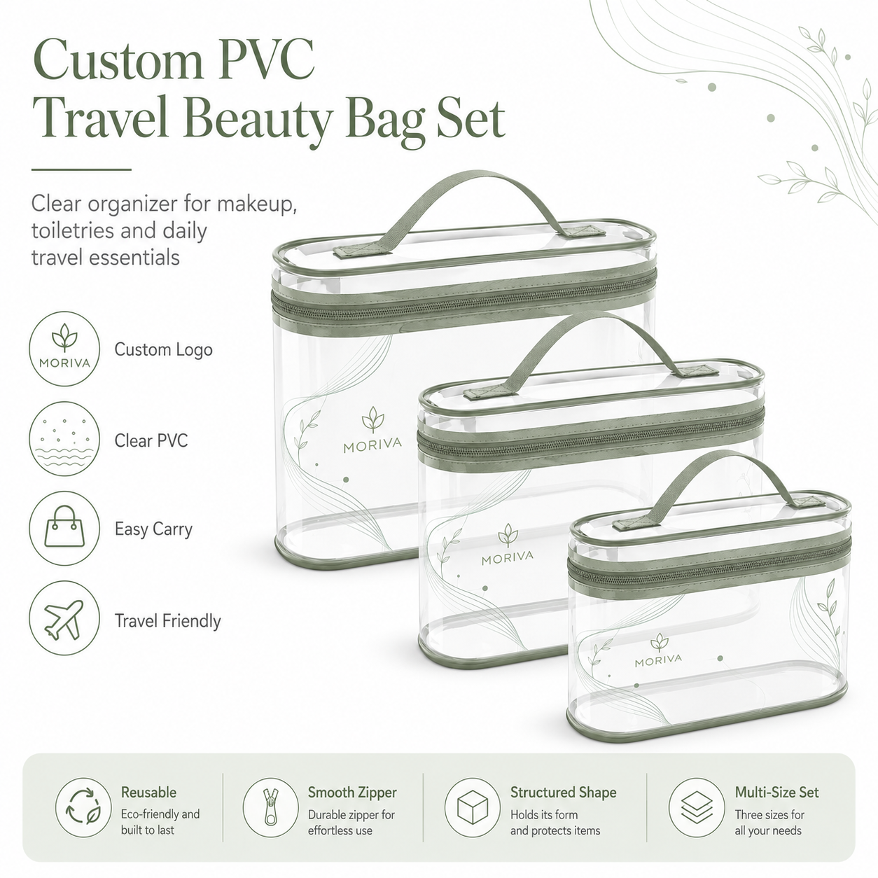Custom Logo Make up Bag ECO PVC Tsa Toiletry Bag Clear Makeup Cosmetic Bag Organizer