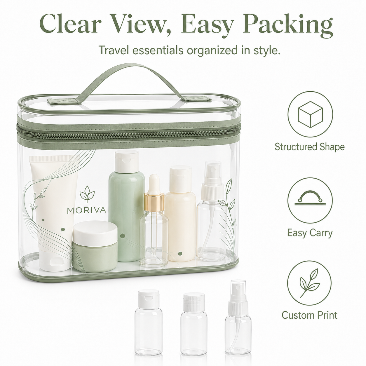 Custom Logo Make up Bag ECO PVC Tsa Toiletry Bag Clear Makeup Cosmetic Bag Organizer