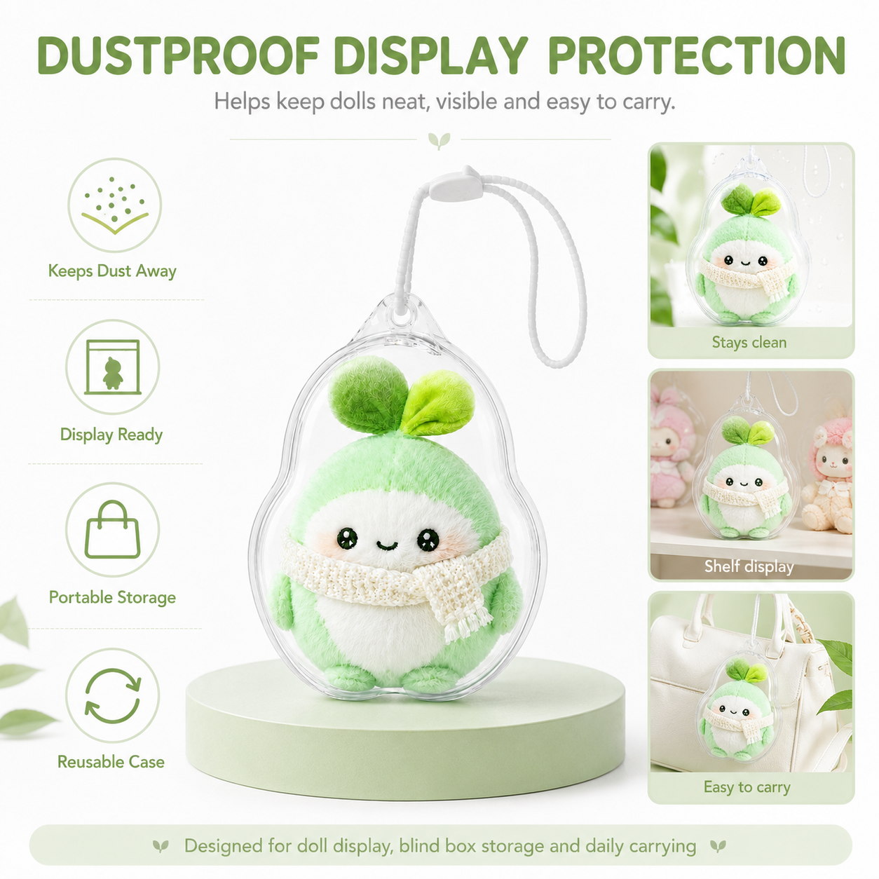 Custom Shaped Doll Dustproof Clear Doll Display Hanging Case Bag Carrying Storage Portable Clear Blind Box Storage Bag