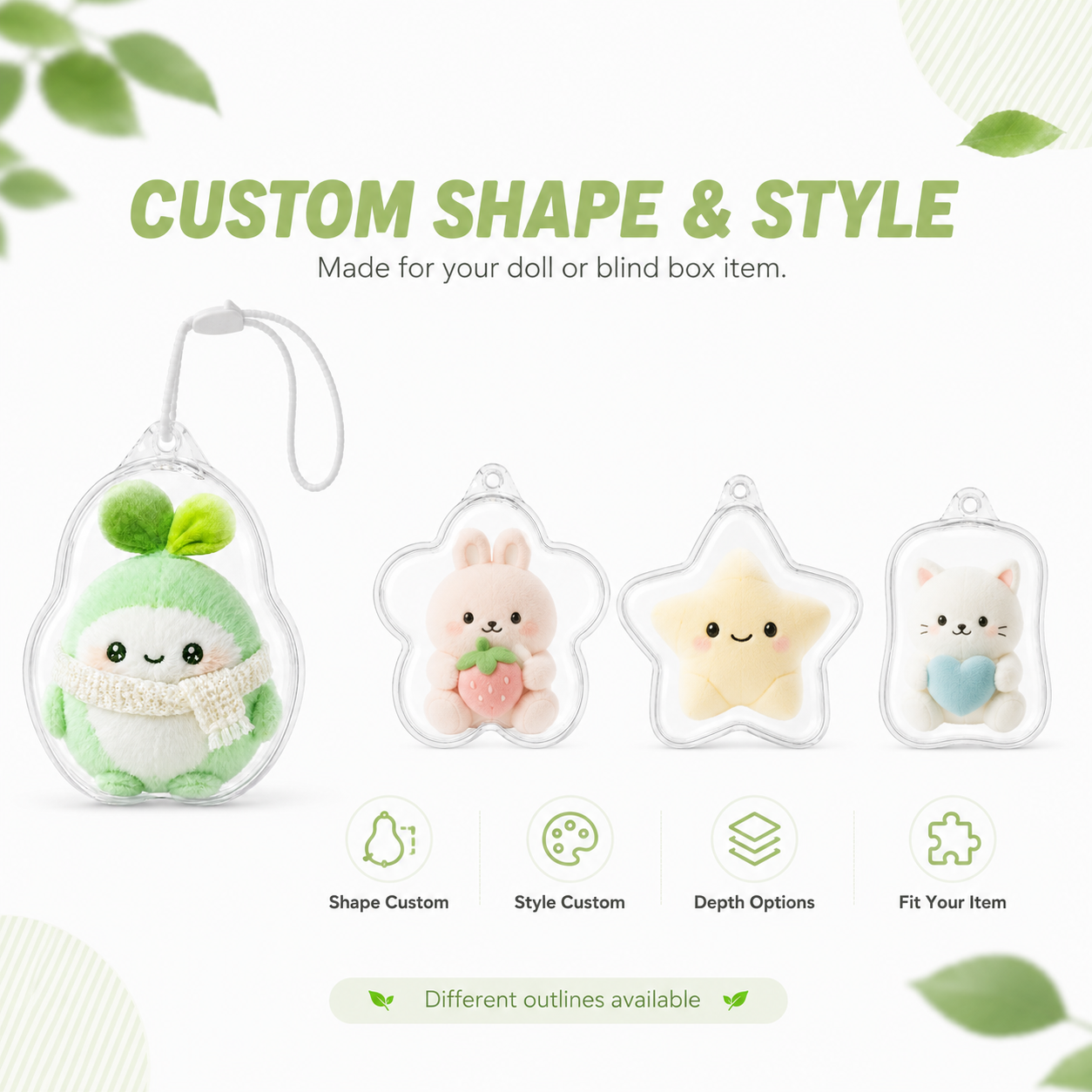 Custom Shaped Doll Dustproof Clear Doll Display Hanging Case Bag Carrying Storage Portable Clear Blind Box Storage Bag