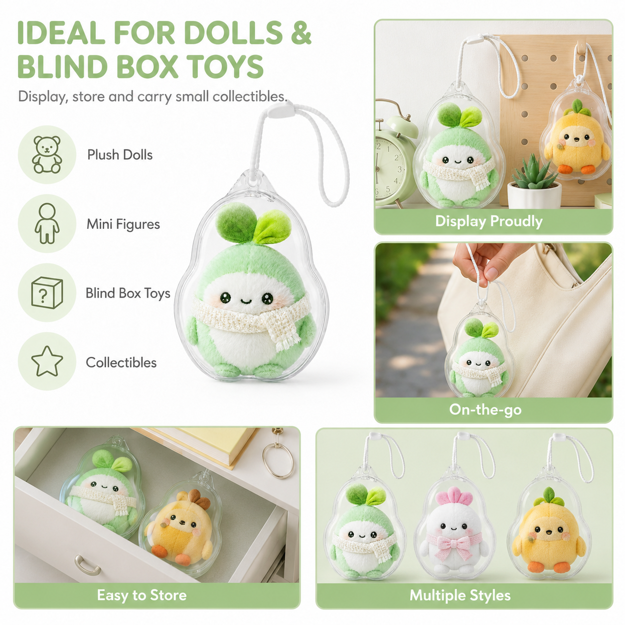 Custom Shaped Doll Dustproof Clear Doll Display Hanging Case Bag Carrying Storage Portable Clear Blind Box Storage Bag