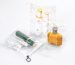 Custom cosmetic packaging bags with clear slider zippers for skincare bottles and beauty products