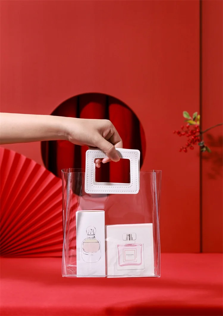 PVC Transparent Handbag Custom Size Luxury Gift Packaging Bags
