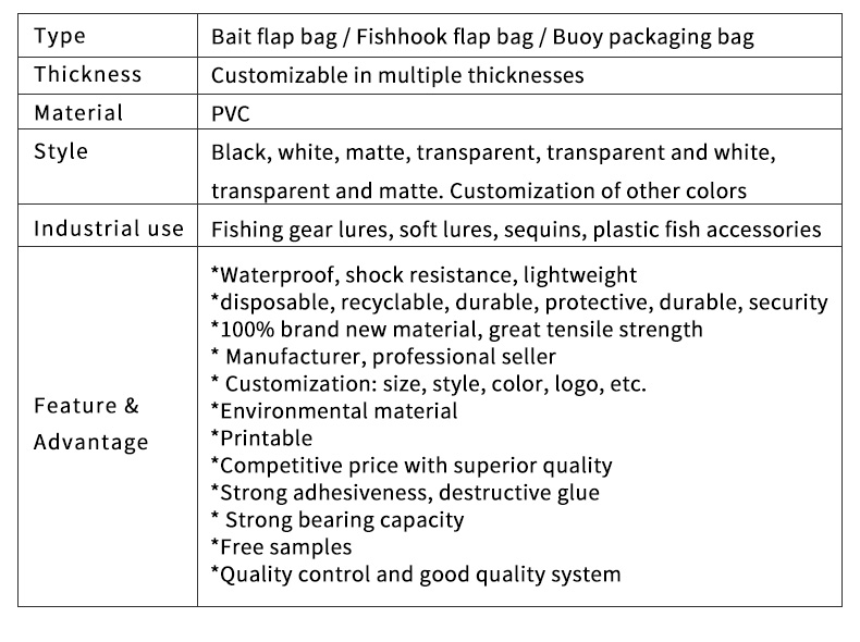 PVC Bait Flap Bag