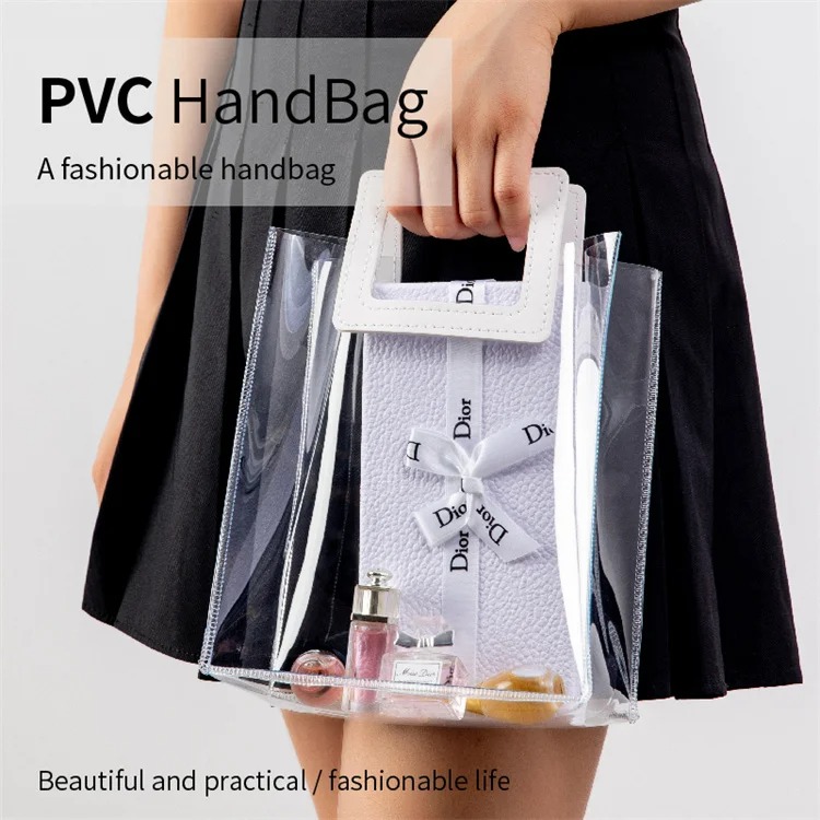 PVC Transparent Handbag Custom Size Luxury Gift Packaging Bags