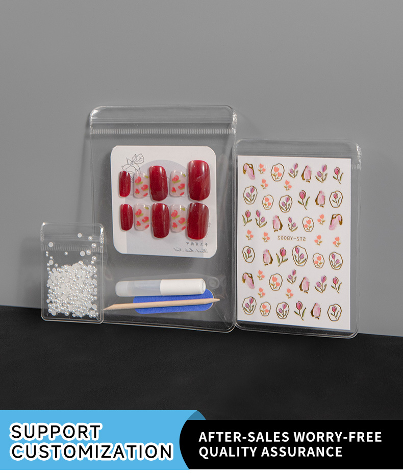 PVC Press-on Nails & Nail Art Accessories Ziplock & Zipper Bag