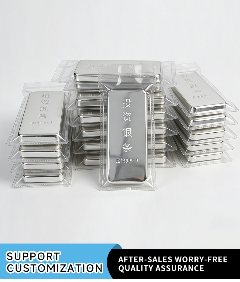 Clear PVC Flat Packaging Pouches for Silver Bars and Bullion Packaging