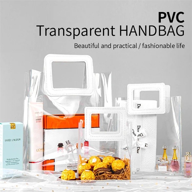 PVC Transparent Handbag Custom Size Luxury Gift Packaging Bags