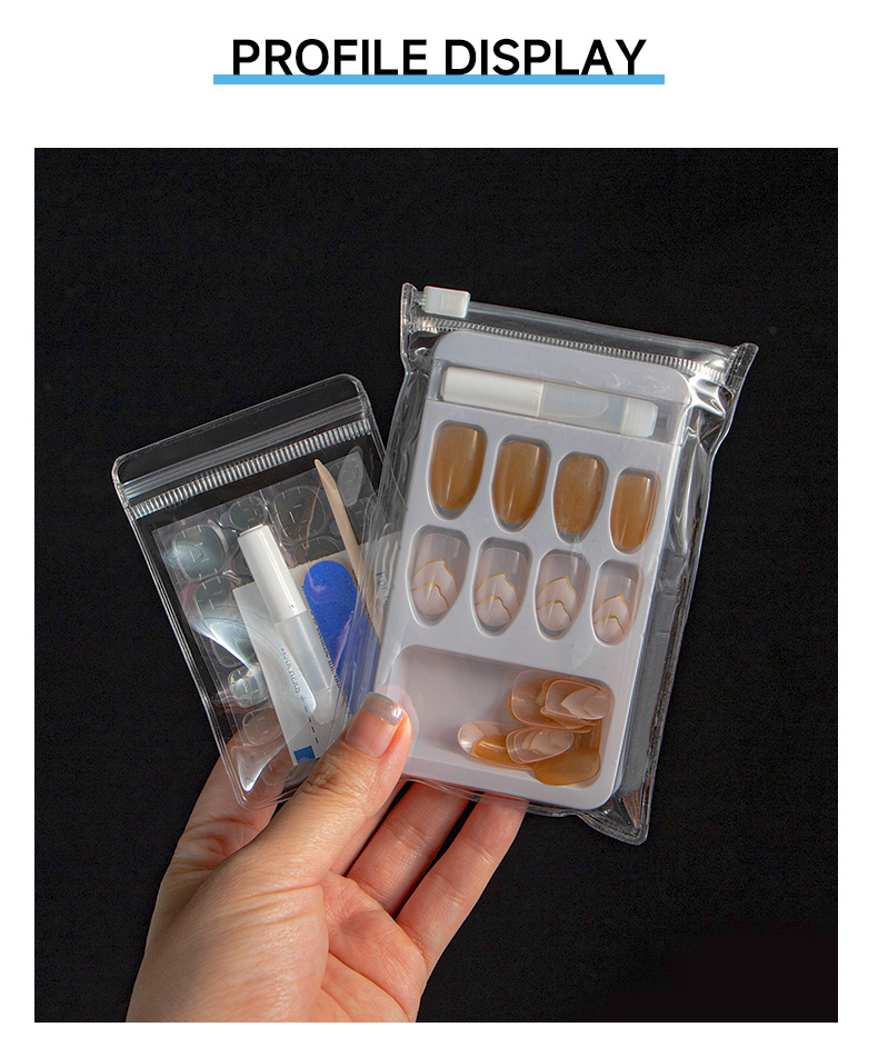 PVC Press-on Nails & Nail Art Accessories Ziplock & Zipper Bag
