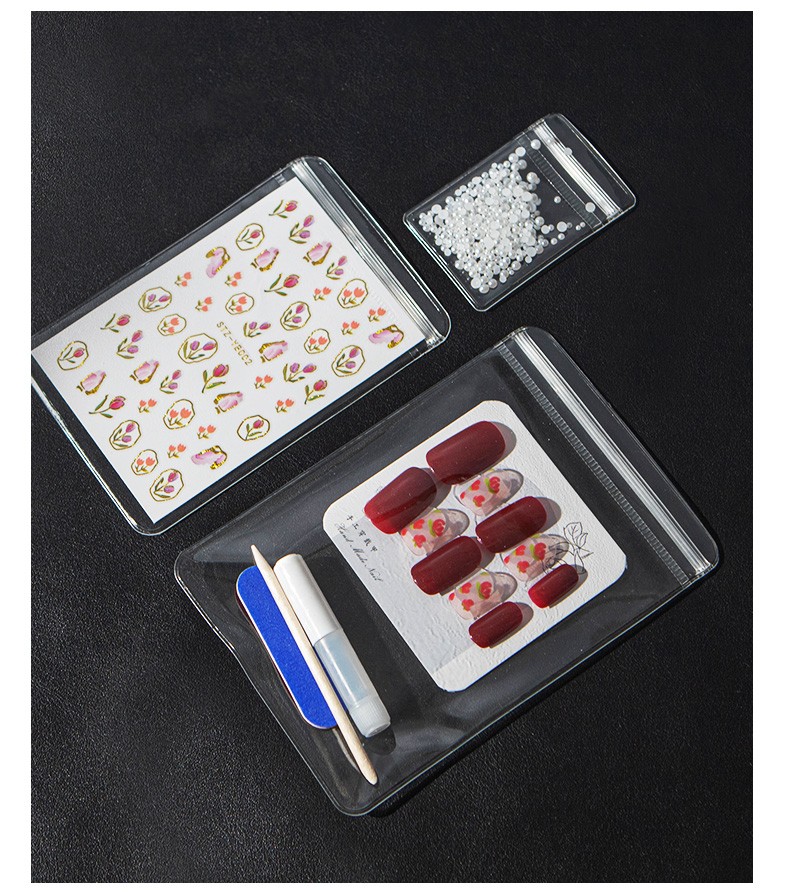 PVC Press-on Nails & Nail Art Accessories Ziplock & Zipper Bag